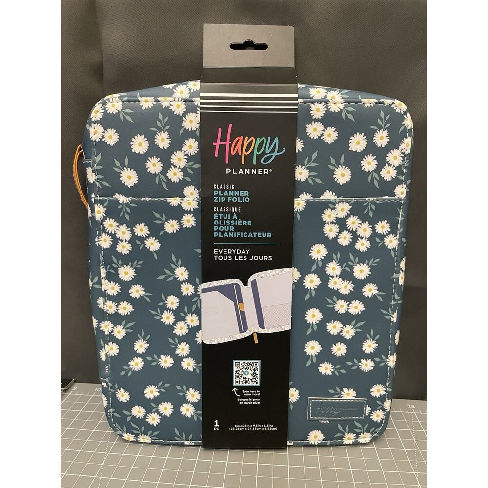 Happy Planner Zip Folio “Everyday”Blue With Daisies Zippered Cover Organizer